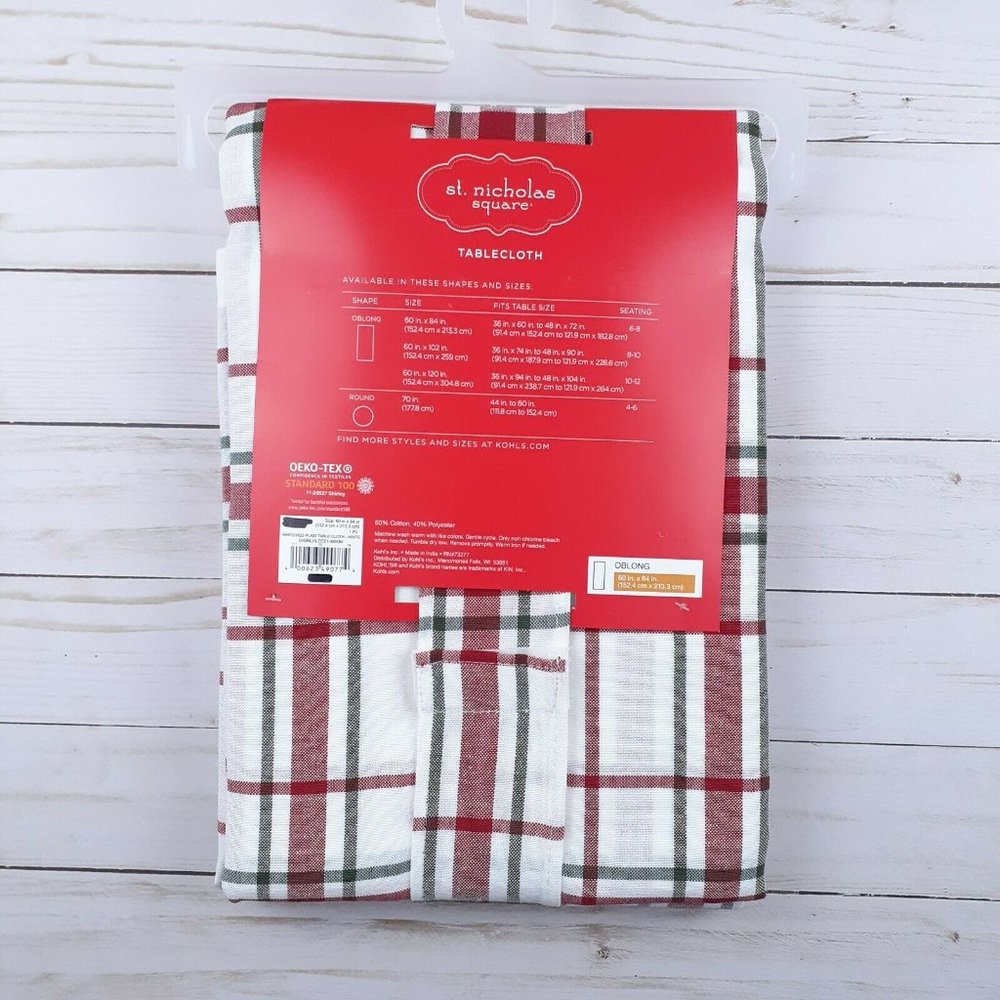 Fabric Tablecloth Christmas Holiday Plaid - Picture 3 of 3